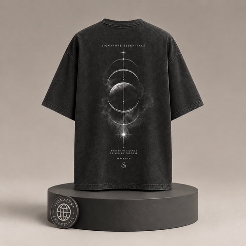 Eclipse Veil back view on round Signature Essentials pedestal with medallion