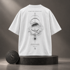 Eclipse Veil white T-shirt back on round Signature Essentials pedestal