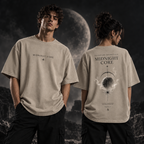 Midnight Core beige T-shirt on models, front and back