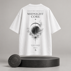 Midnight Core white T-shirt back on round Signature Essentials pedestal