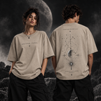 Nocturne Signal beige T-shirt on models, front and back