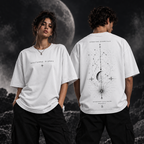 Nocturne Signal white T-shirt on models, front and back