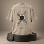 Shadow Orbit beige T-shirt back on round Signature Essentials pedestal